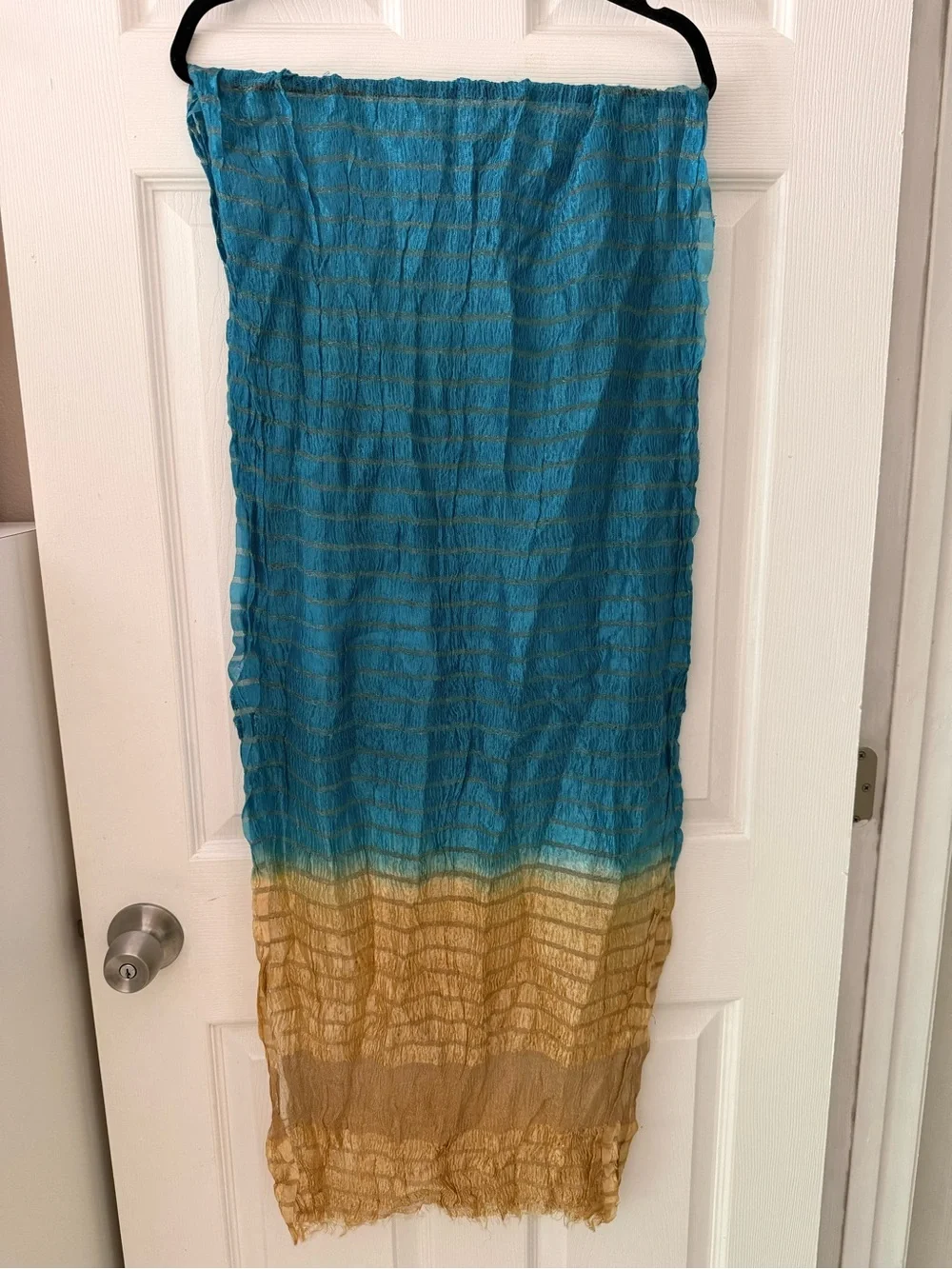 Beautiful Turquoise and Gold Lightweight Decorative Scarf